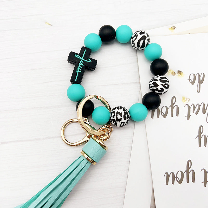 Wholesale Cross Silicone Beaded Keychain